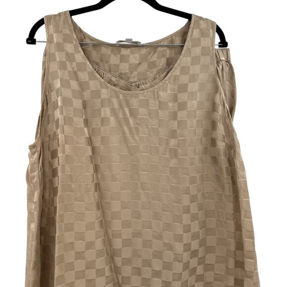 Lunya Silk Checkered Jacquard Silk Short Set Beige Tan Gold Plus Size 1X - Picture 4 of 16